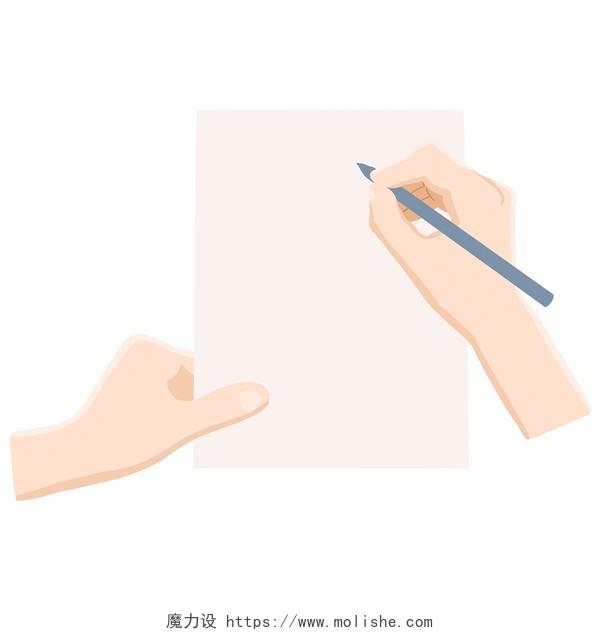 手握笔的姿势卡通平面PNG素材手势